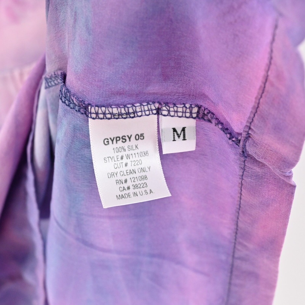 GYPSY 05 Dress Size M Silk Chiffon Pink Purple Tie Dye Ombre Cold Shoulder Mini - Picture 10 of 16